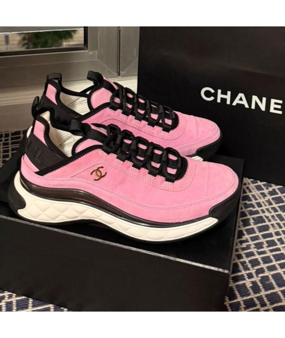 CHANEL Розовые замшевые кроссовки, фото 6