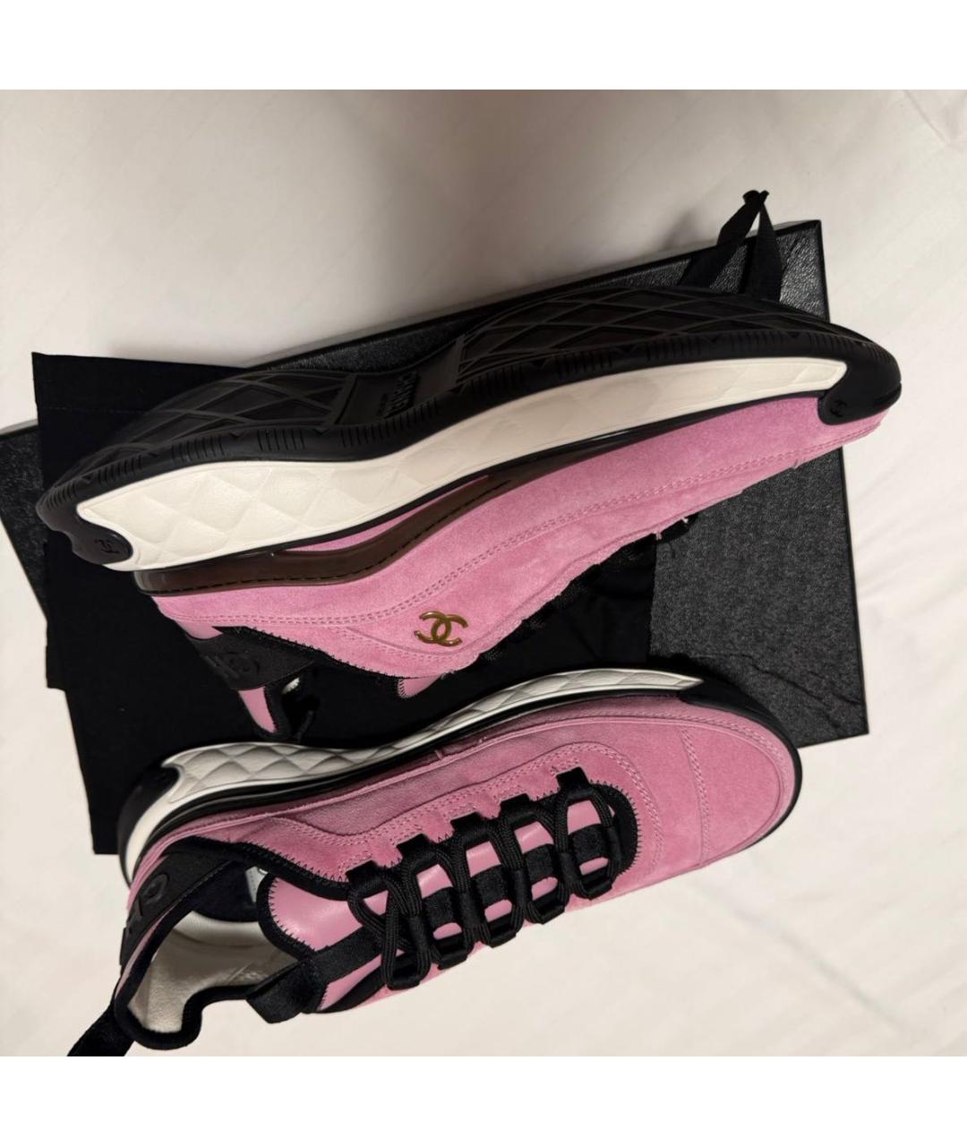 CHANEL Розовые замшевые кроссовки, фото 8