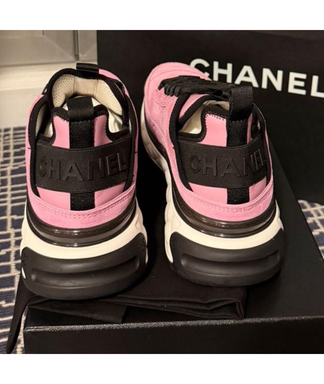 CHANEL Розовые замшевые кроссовки, фото 4