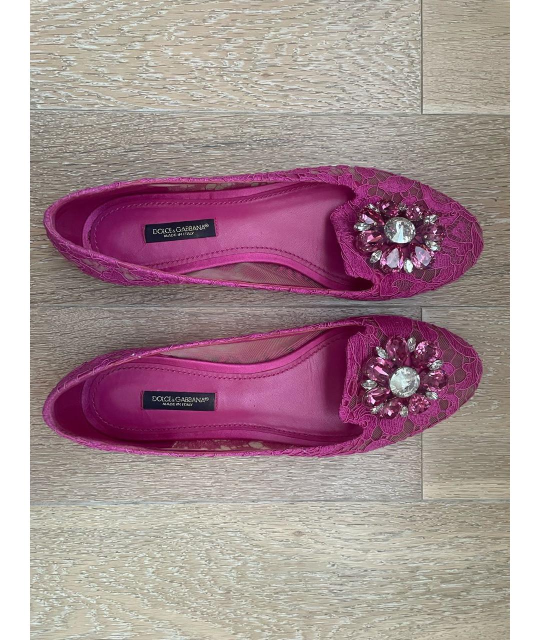 DOLCE&GABBANA Розовые текстильные балетки, фото 7