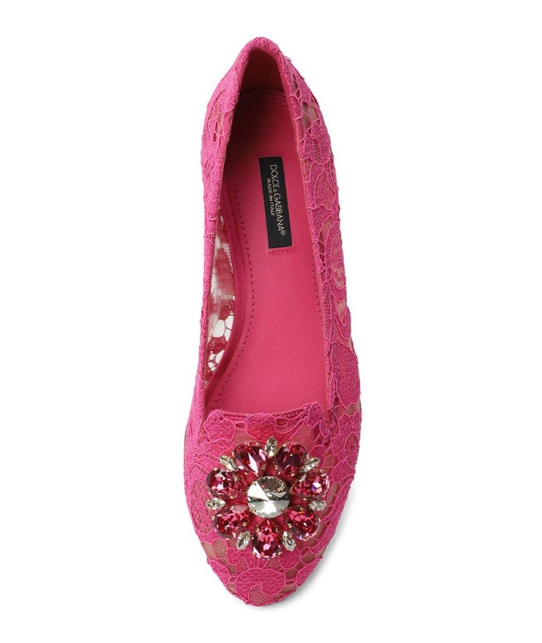 DOLCE&GABBANA Розовые текстильные балетки, фото 2