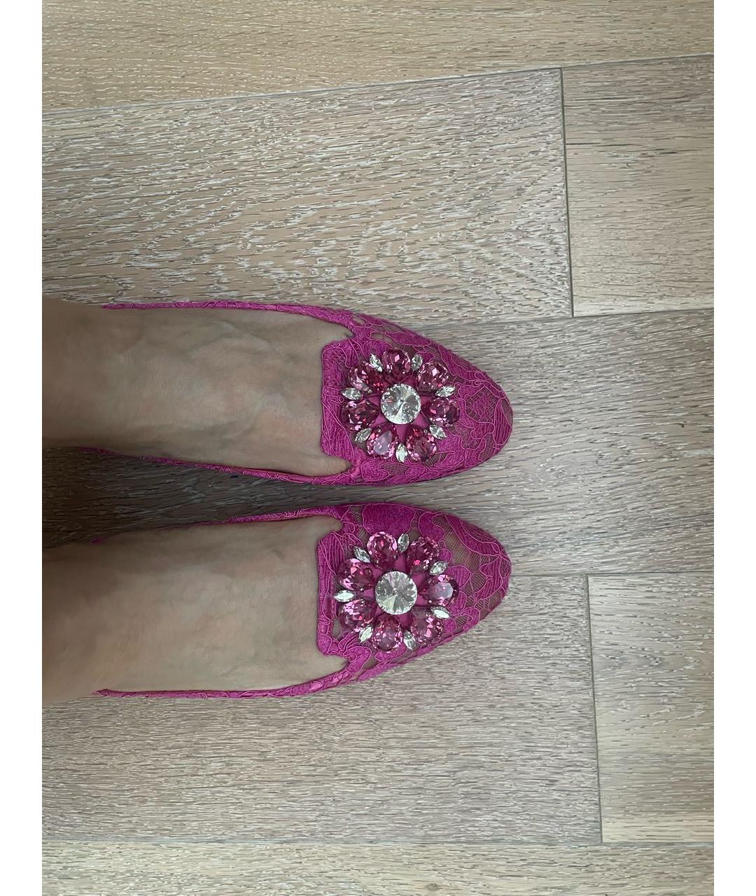 DOLCE&GABBANA Розовые текстильные балетки, фото 6