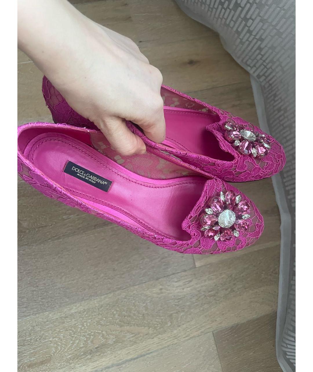 DOLCE&GABBANA Розовые текстильные балетки, фото 3