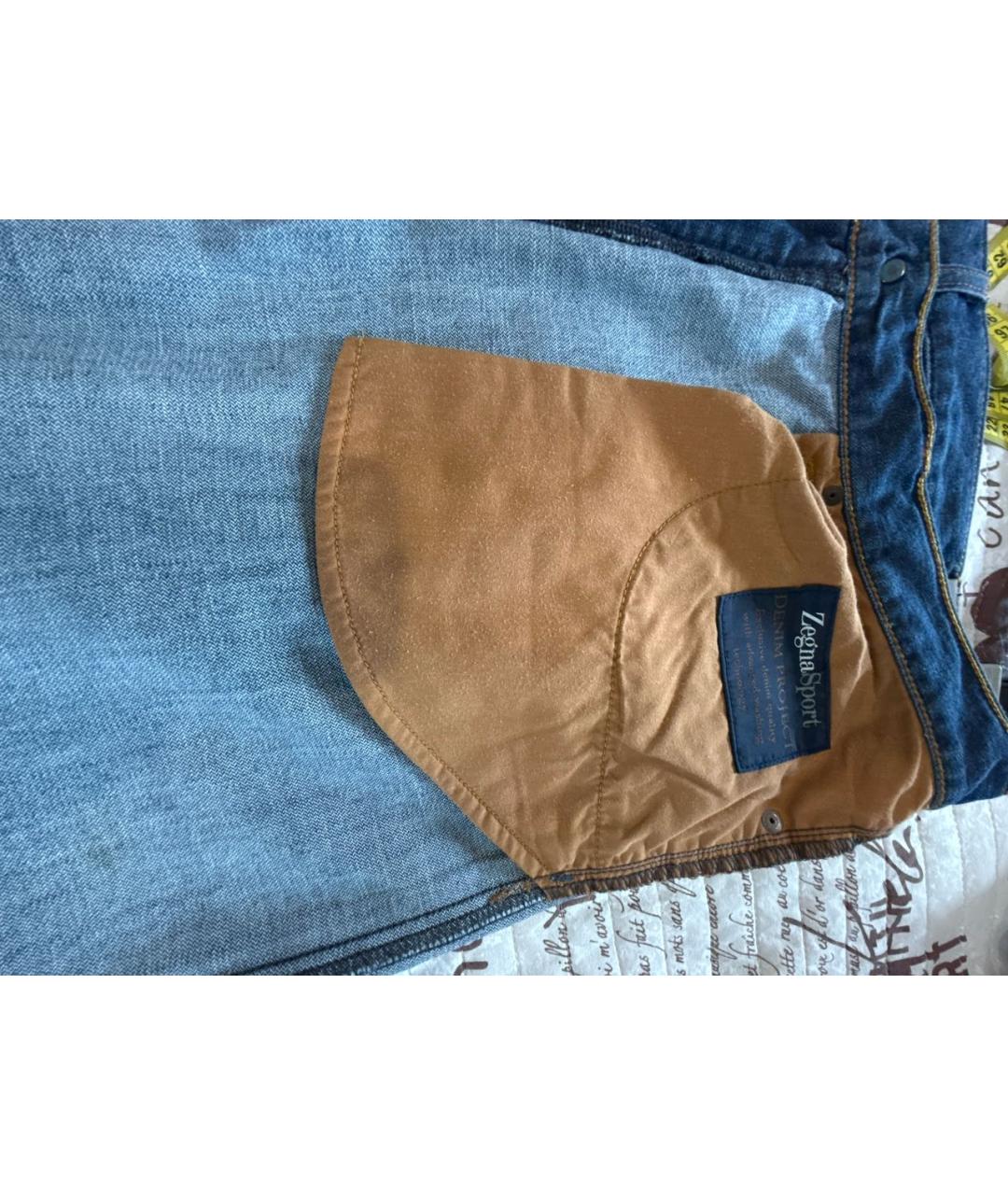 ZEGNA Синие хлопковые прямые джинсы, фото 6