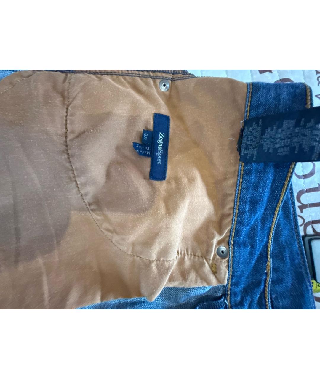 ZEGNA Синие хлопковые прямые джинсы, фото 5