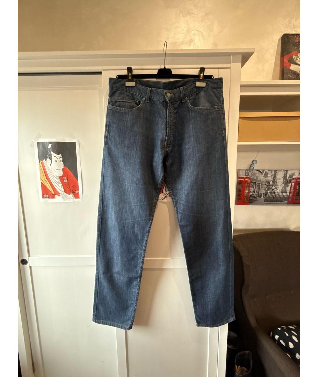 ZEGNA Синие хлопковые прямые джинсы, фото 8