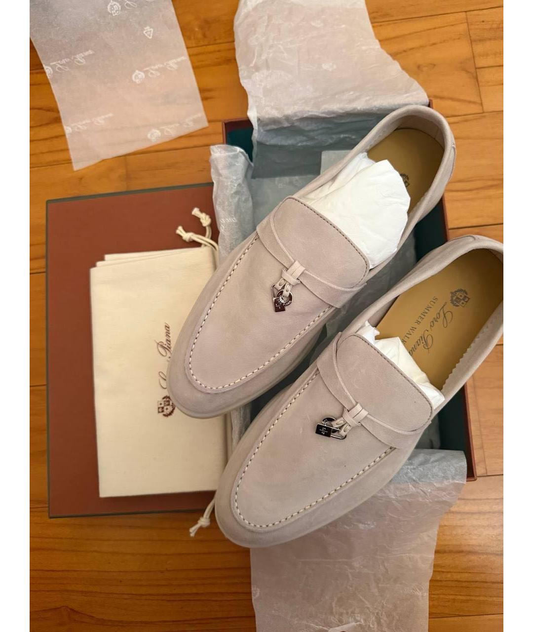 LORO PIANA Серые замшевые лоферы, фото 2