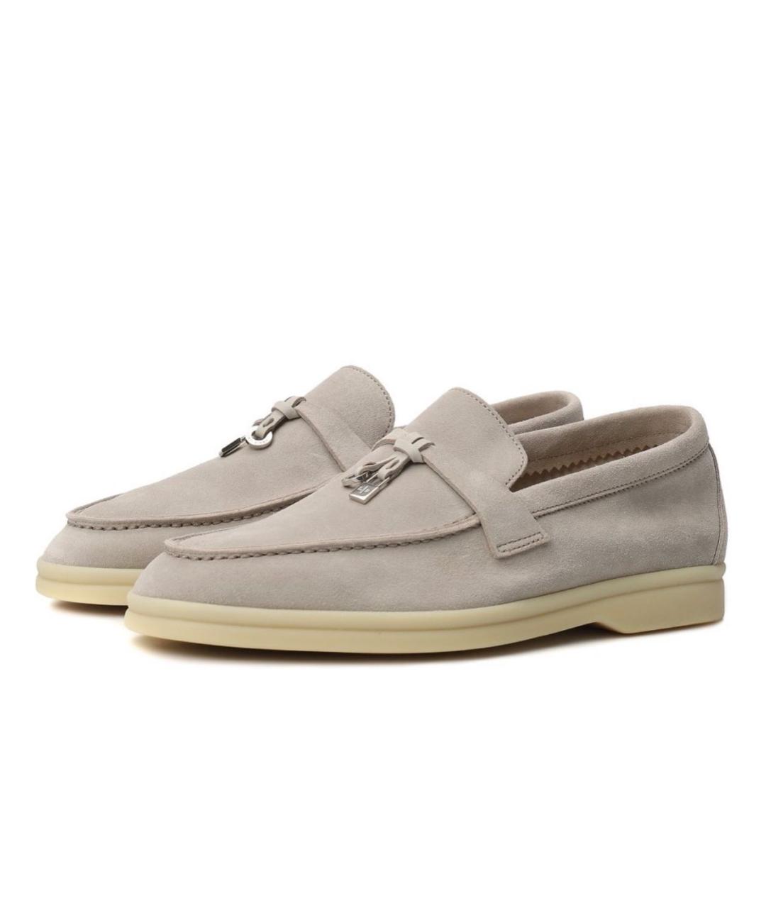 LORO PIANA Серые замшевые лоферы, фото 6