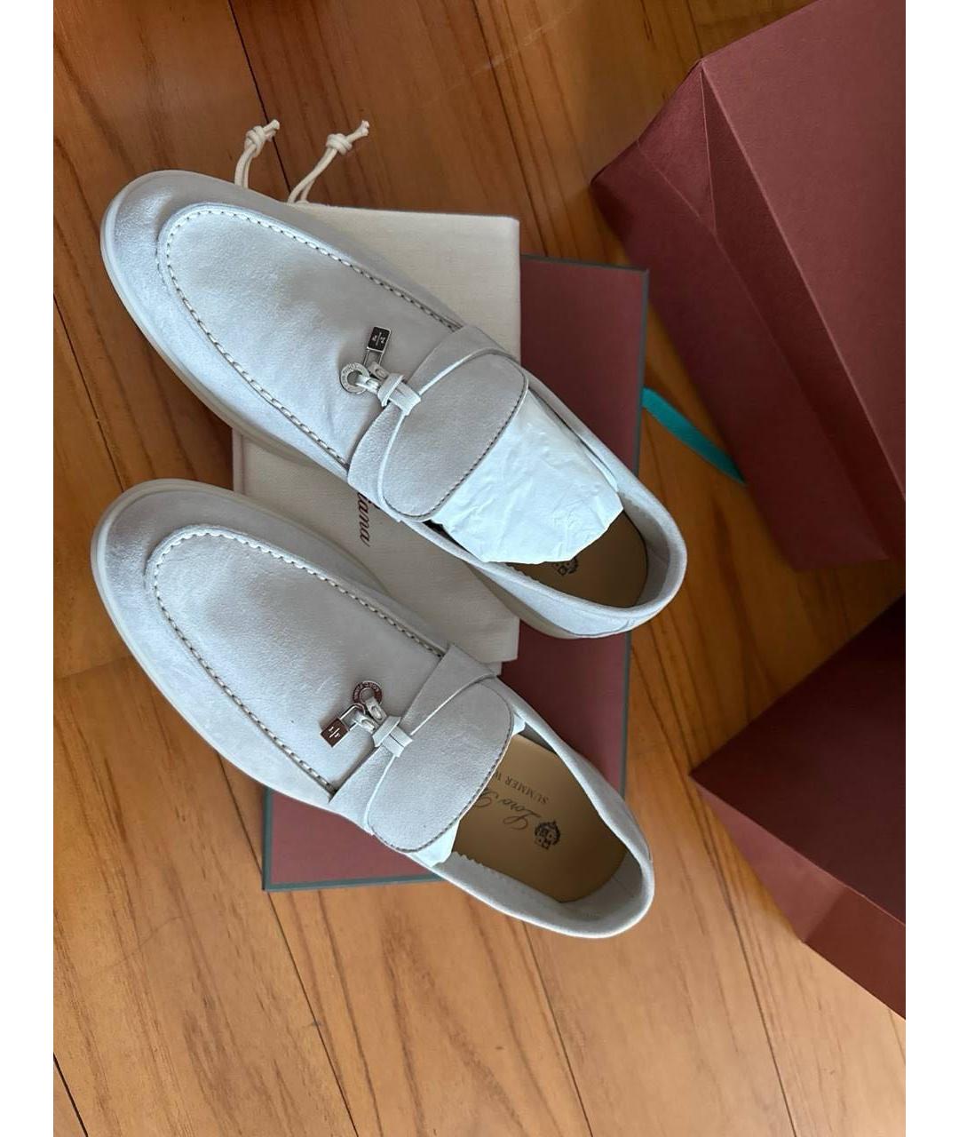 LORO PIANA Серые замшевые лоферы, фото 7