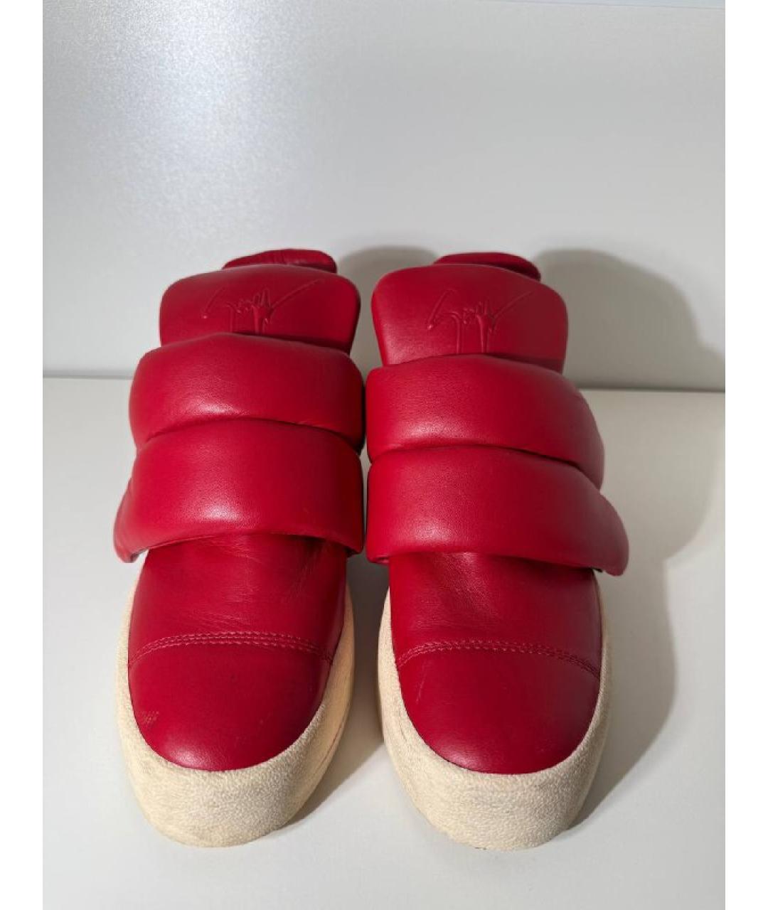 GIUSEPPE ZANOTTI DESIGN Красные кожаные высокие кроссовки / кеды, фото 2