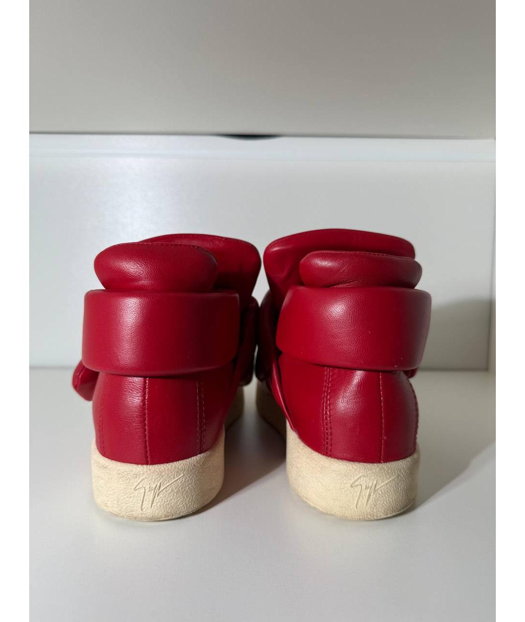 GIUSEPPE ZANOTTI DESIGN Красные кожаные высокие кроссовки / кеды, фото 5