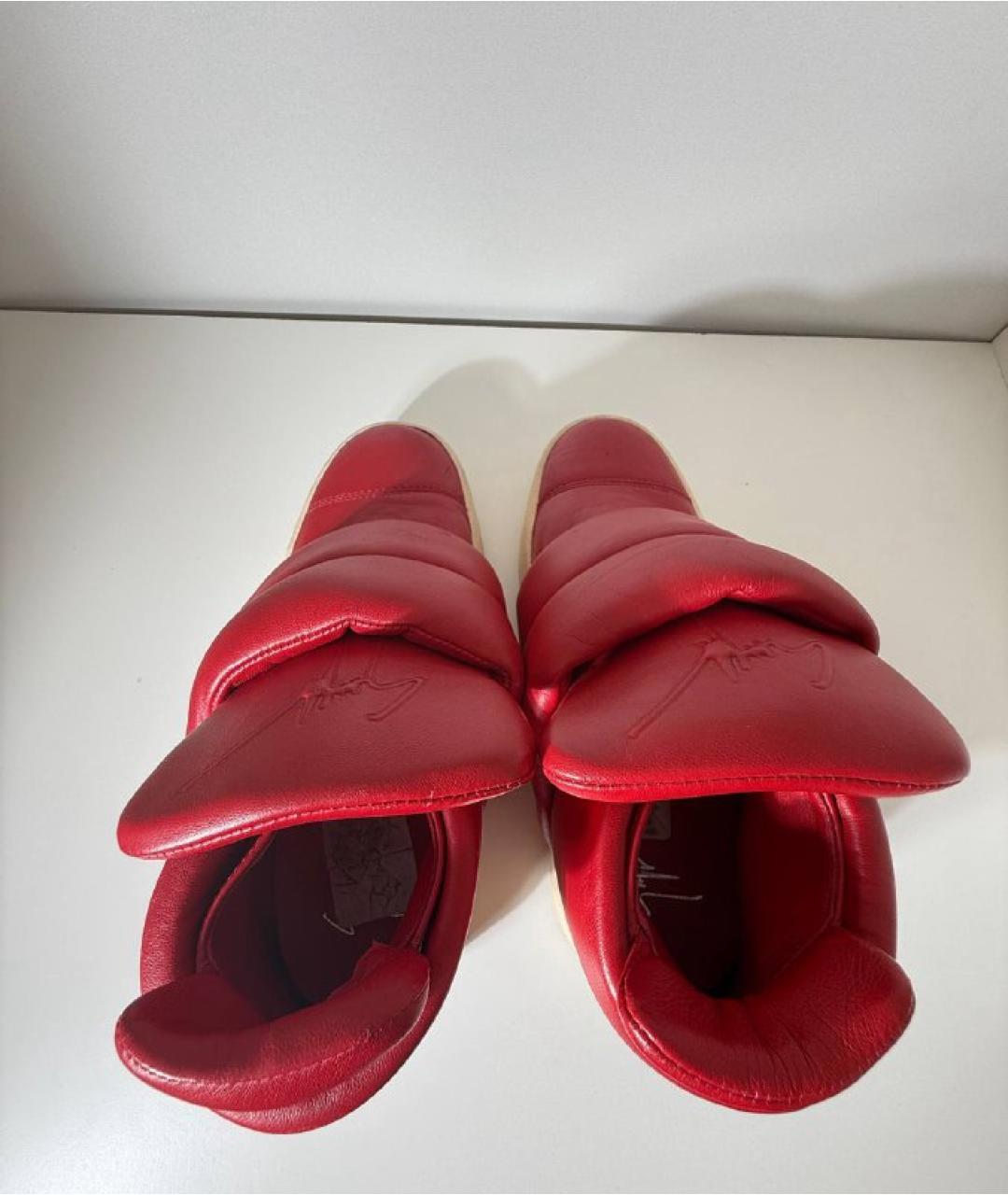 GIUSEPPE ZANOTTI DESIGN Красные кожаные высокие кроссовки / кеды, фото 4