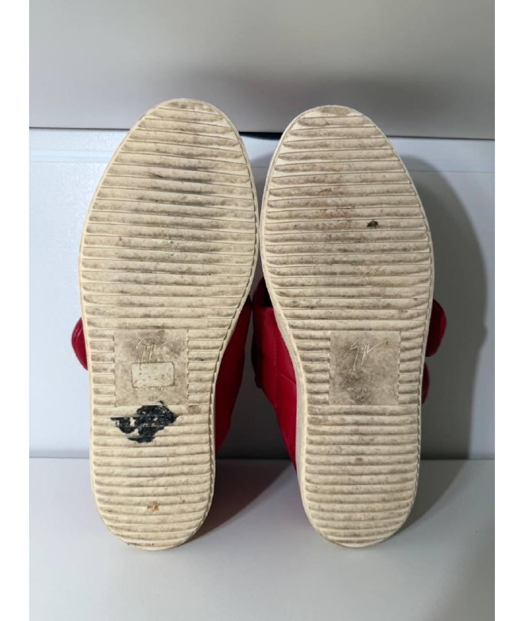 GIUSEPPE ZANOTTI DESIGN Красные кожаные высокие кроссовки / кеды, фото 6