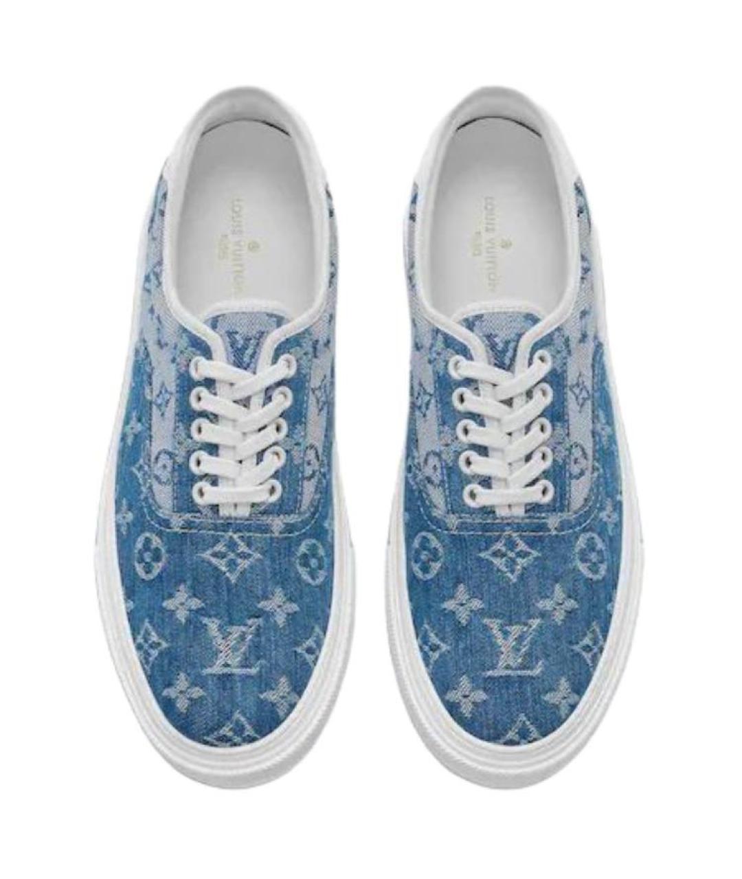 LOUIS VUITTON Синие текстильные низкие кроссовки / кеды, фото 4