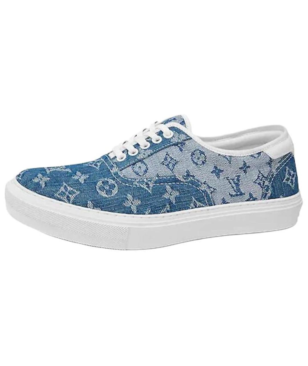 LOUIS VUITTON Синие текстильные низкие кроссовки / кеды, фото 2