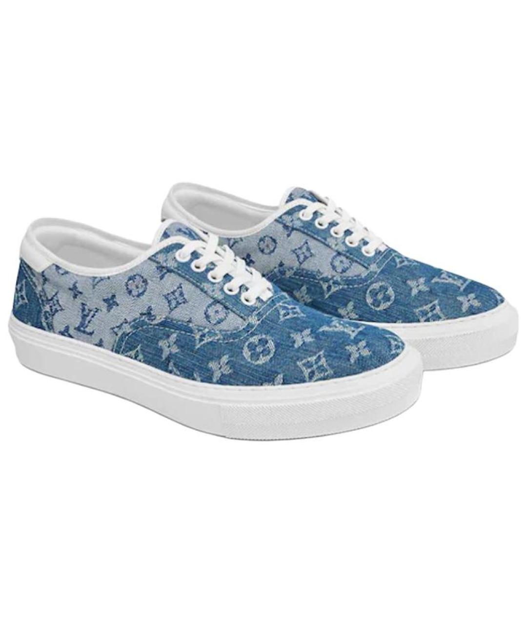 LOUIS VUITTON Синие текстильные низкие кроссовки / кеды, фото 3