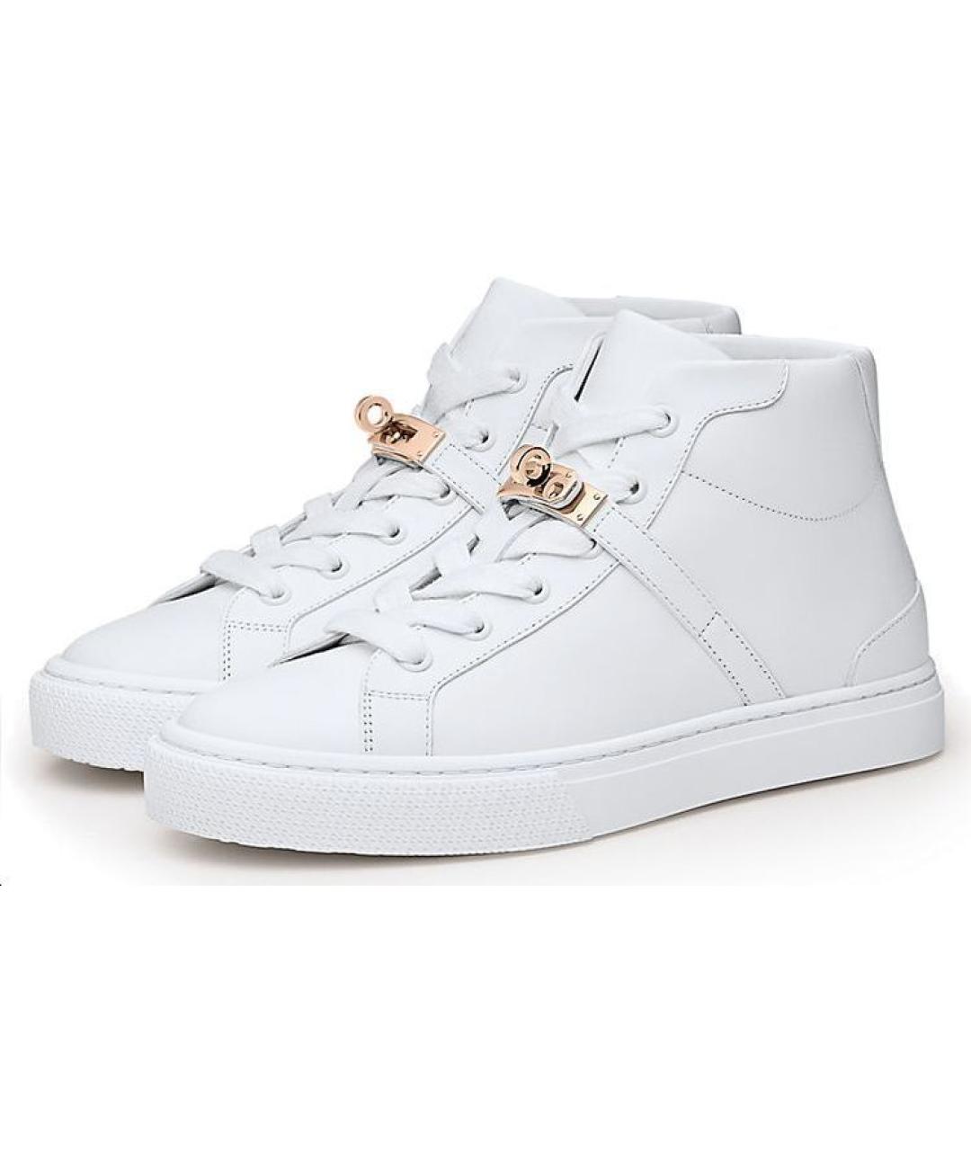 HERMES Белые кожаные кеды, фото 3