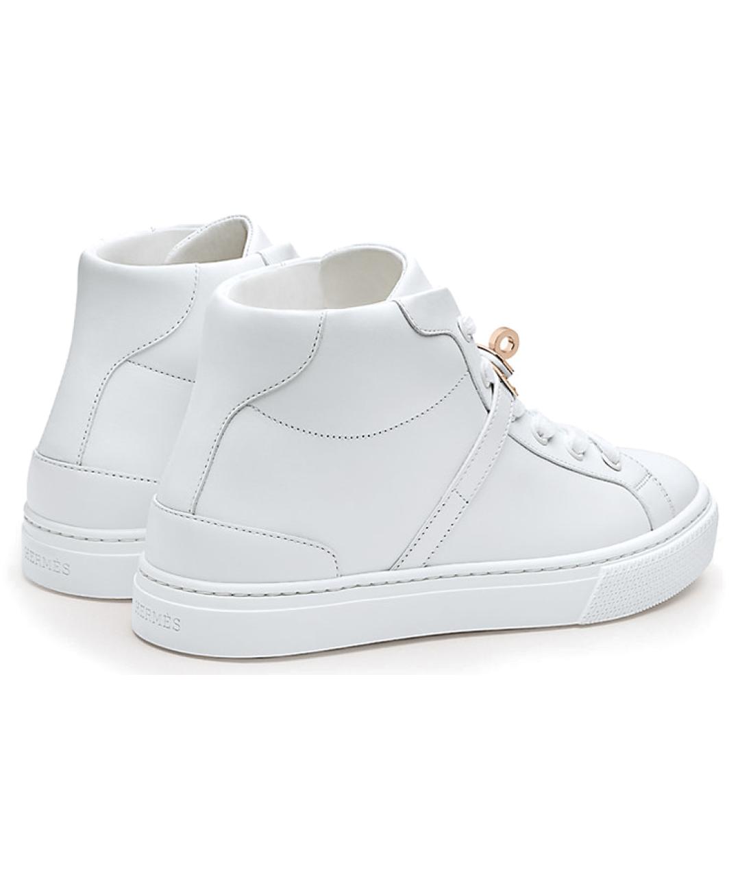 HERMES Белые кожаные кеды, фото 5