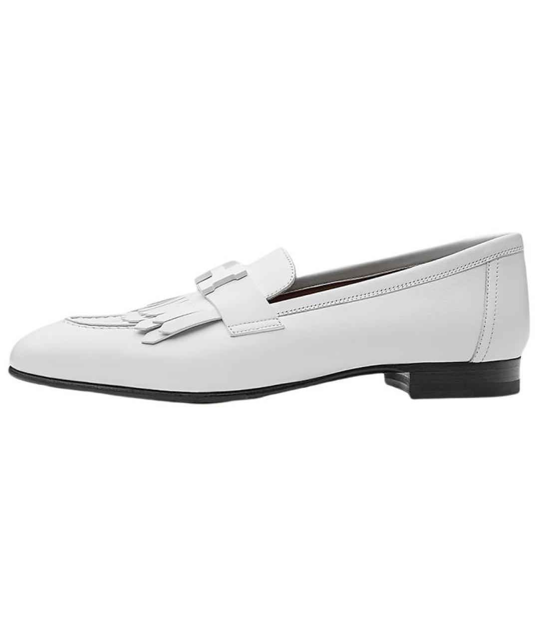 HERMES Белые кожаные лоферы, фото 2