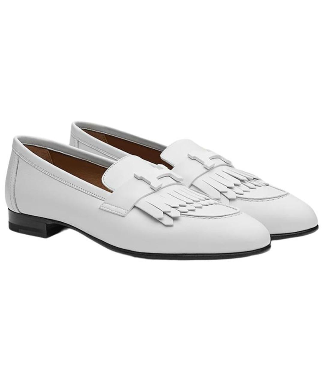 HERMES Белые кожаные лоферы, фото 4