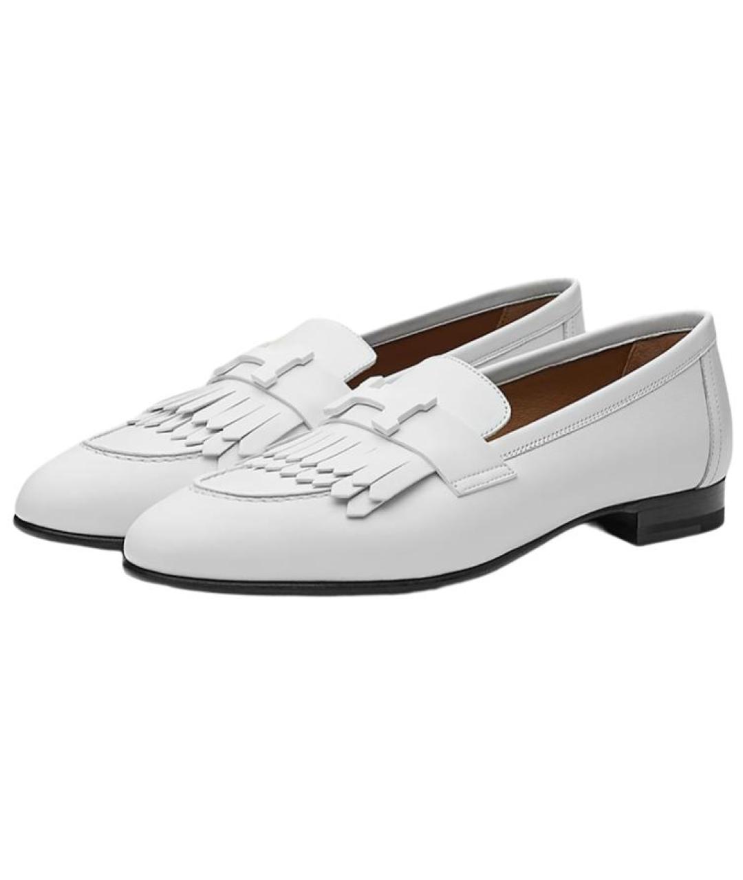 HERMES Белые кожаные лоферы, фото 3