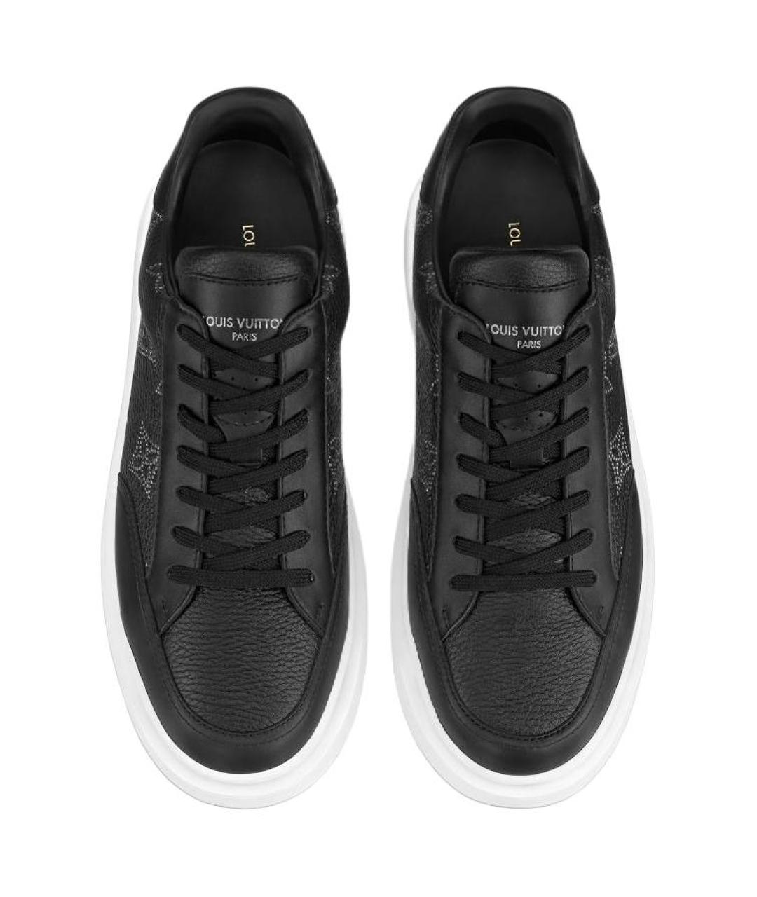 LOUIS VUITTON Черные кожаные низкие кроссовки / кеды, фото 3