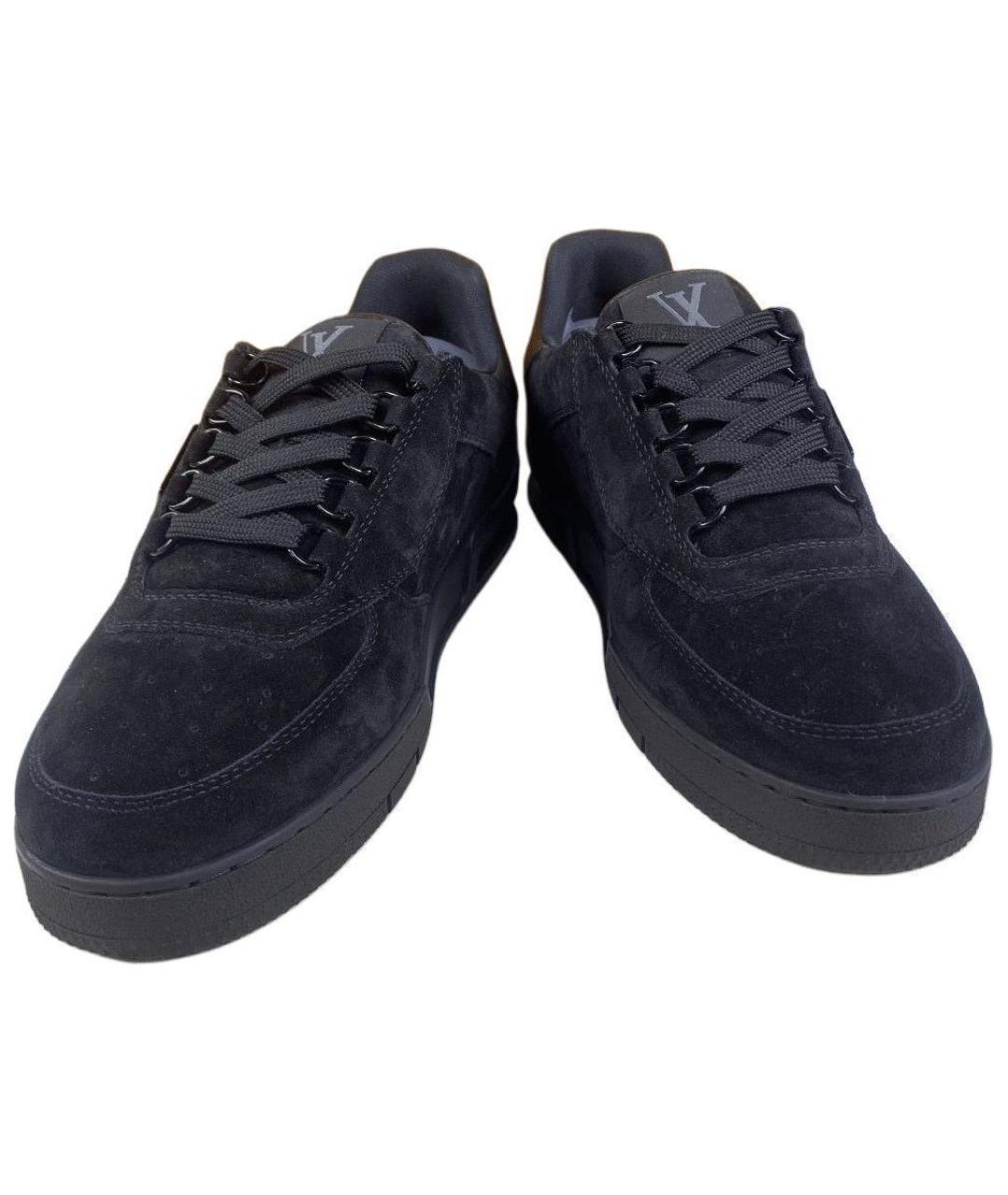 LOUIS VUITTON Черные замшевые низкие кроссовки / кеды, фото 4