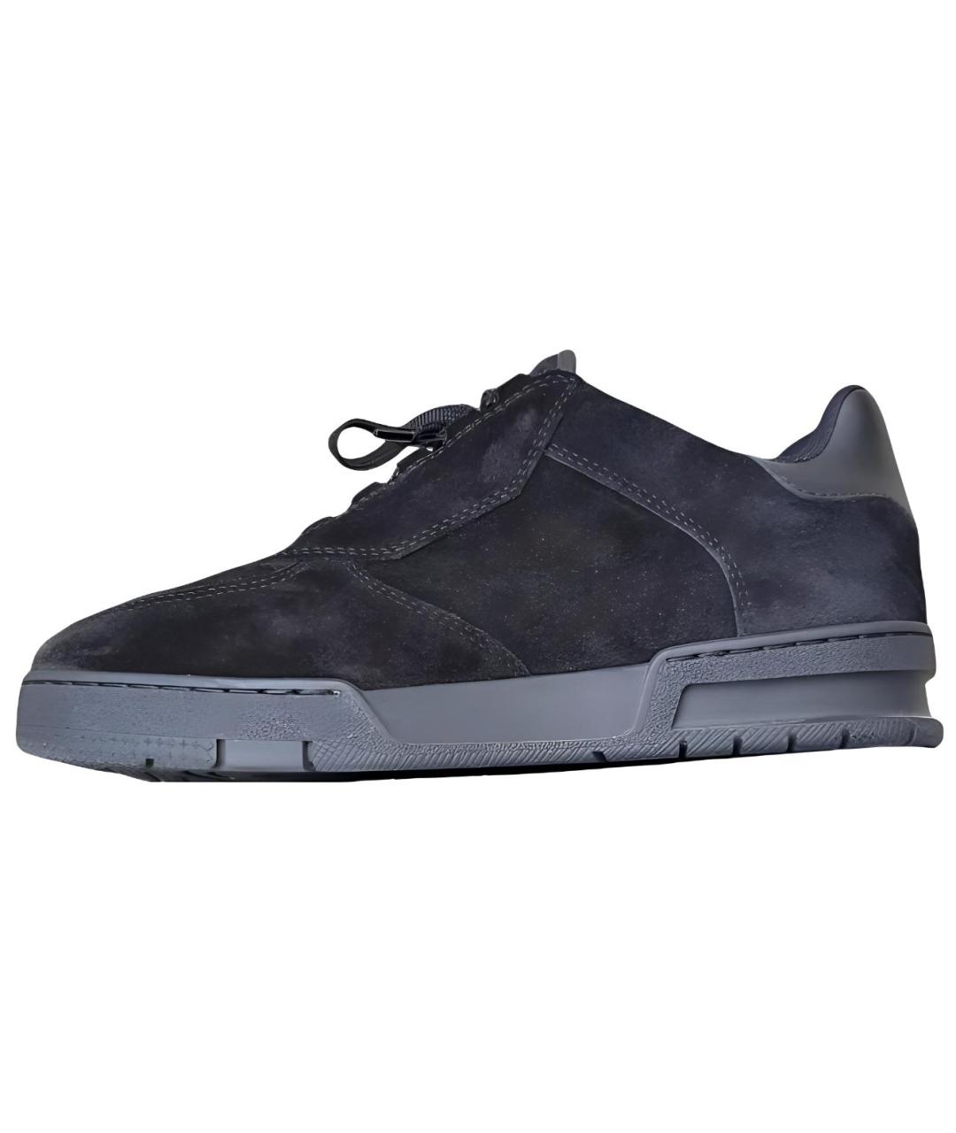 LOUIS VUITTON Черные замшевые низкие кроссовки / кеды, фото 2