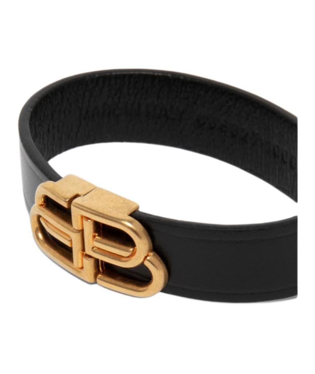 BALENCIAGA Черный кожаный браслет, фото 3