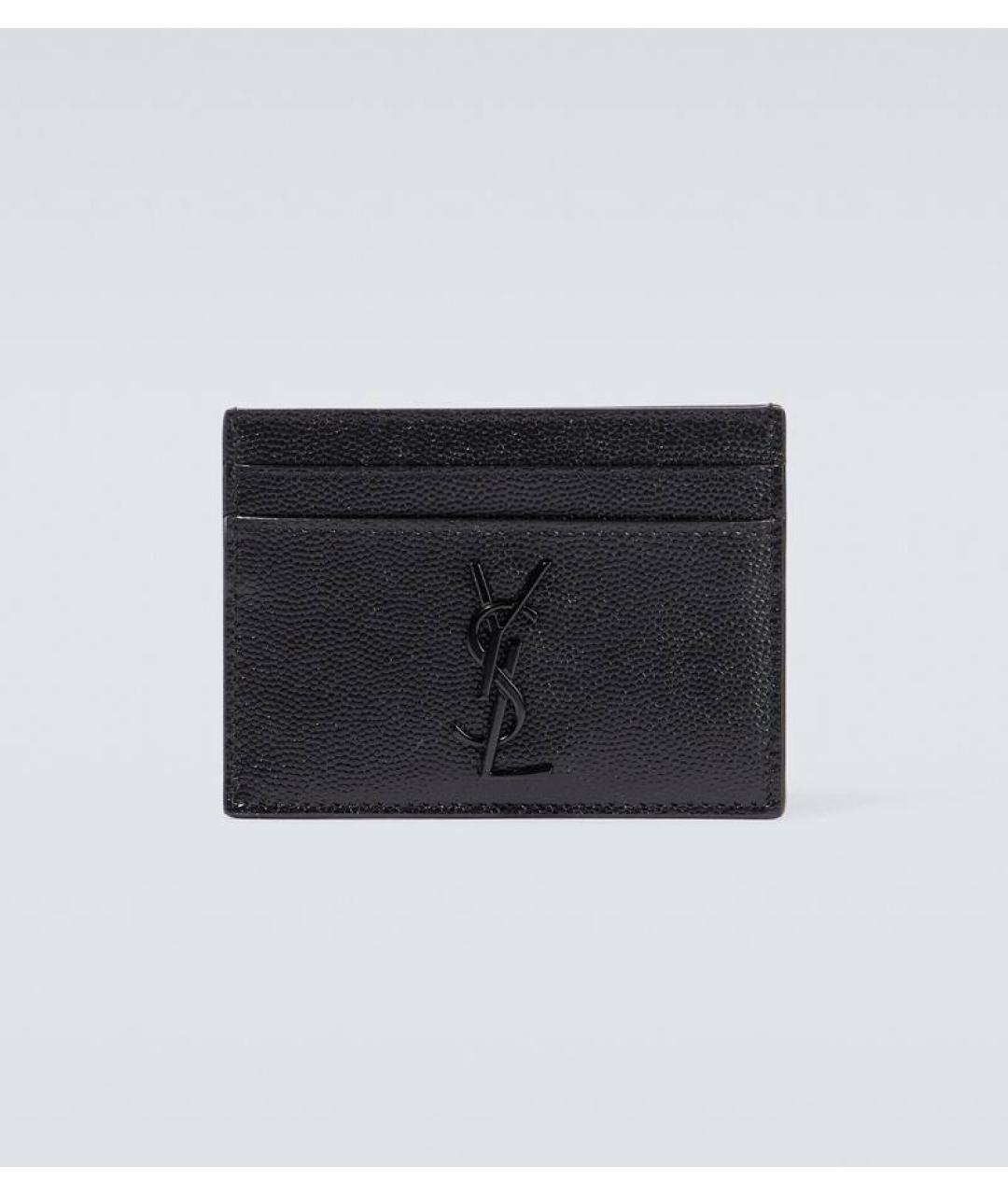 SAINT LAURENT Черный кожаный кардхолдер, фото 3