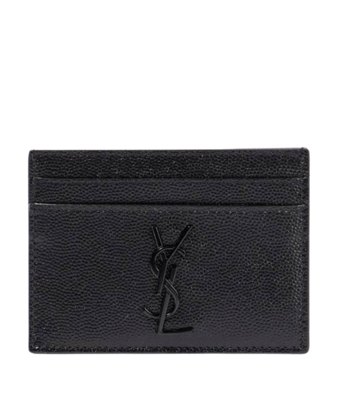 SAINT LAURENT Черный кожаный кардхолдер, фото 1