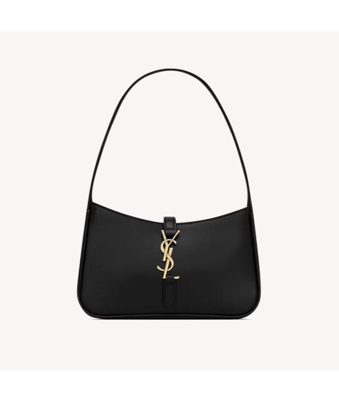 SAINT LAURENT Черная кожаная сумка с короткими ручками, фото 4