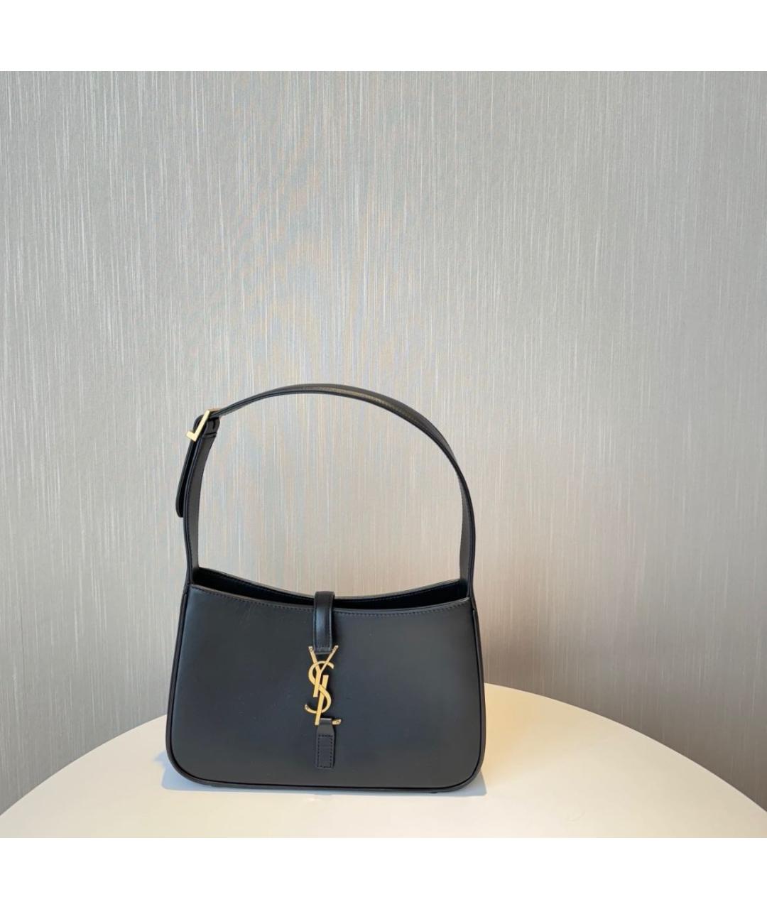 SAINT LAURENT Черная кожаная сумка с короткими ручками, фото 3