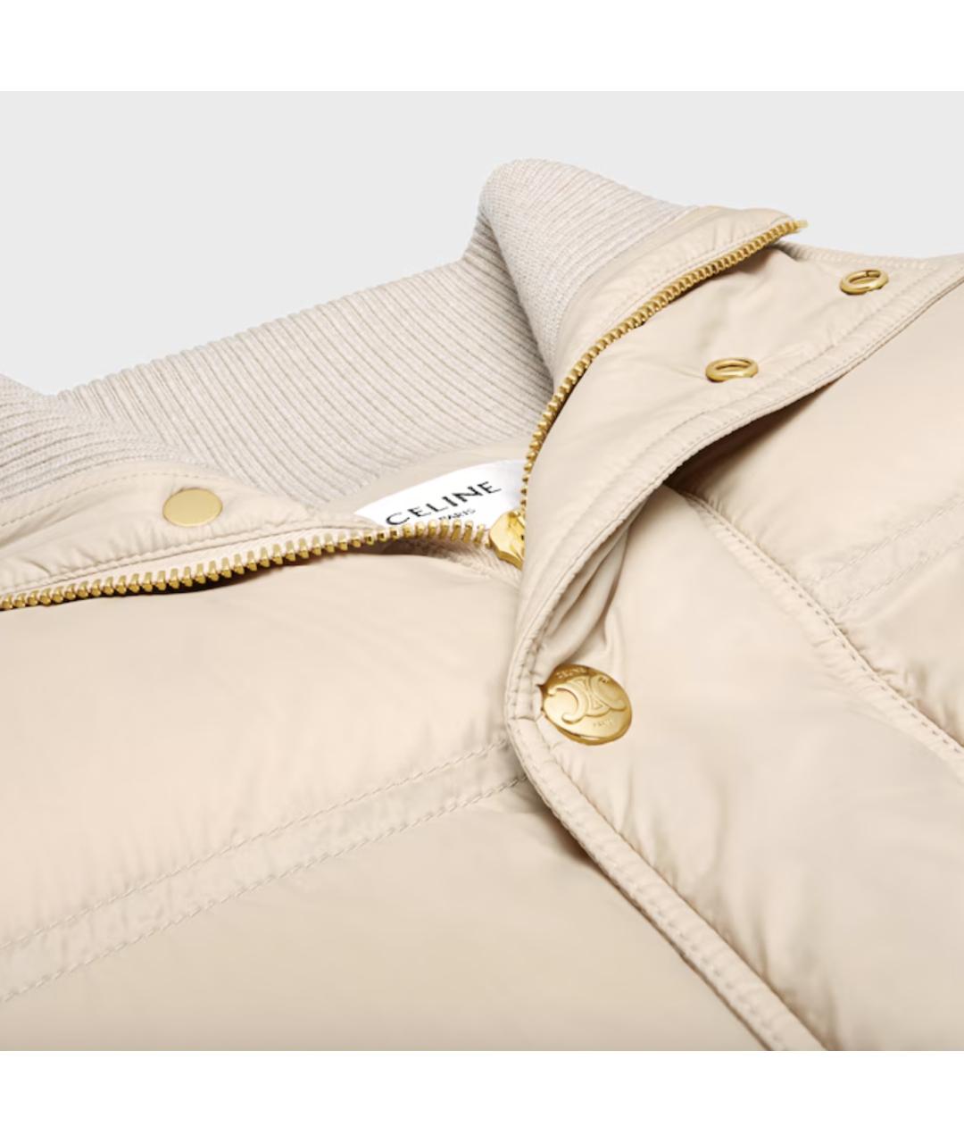 CELINE Бежевый полиамидовый пуховик, фото 3