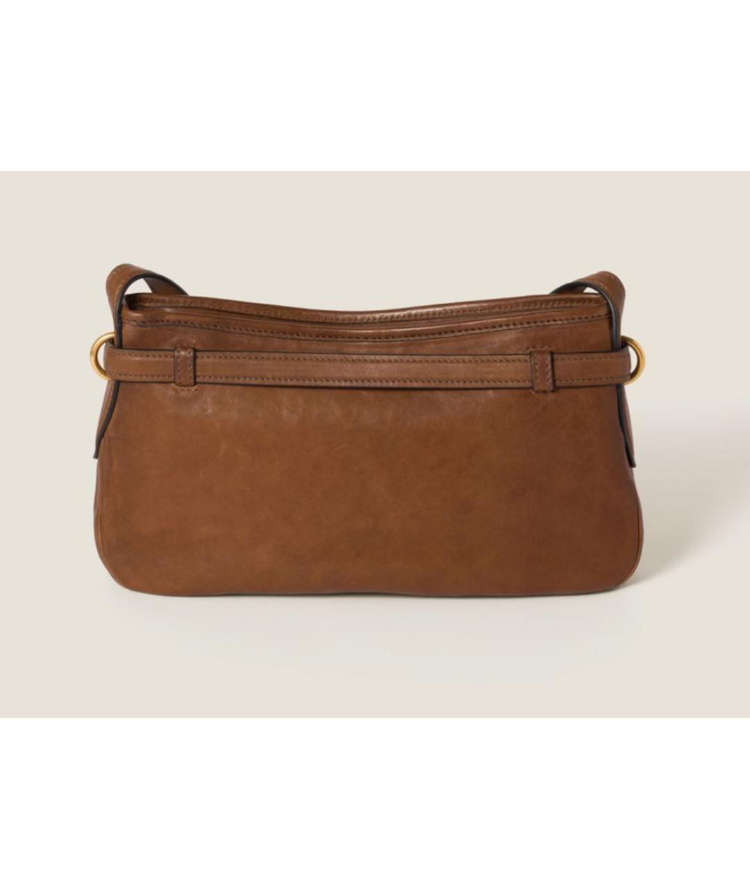 MIU MIU Коричневая кожаная сумка с короткими ручками, фото 3