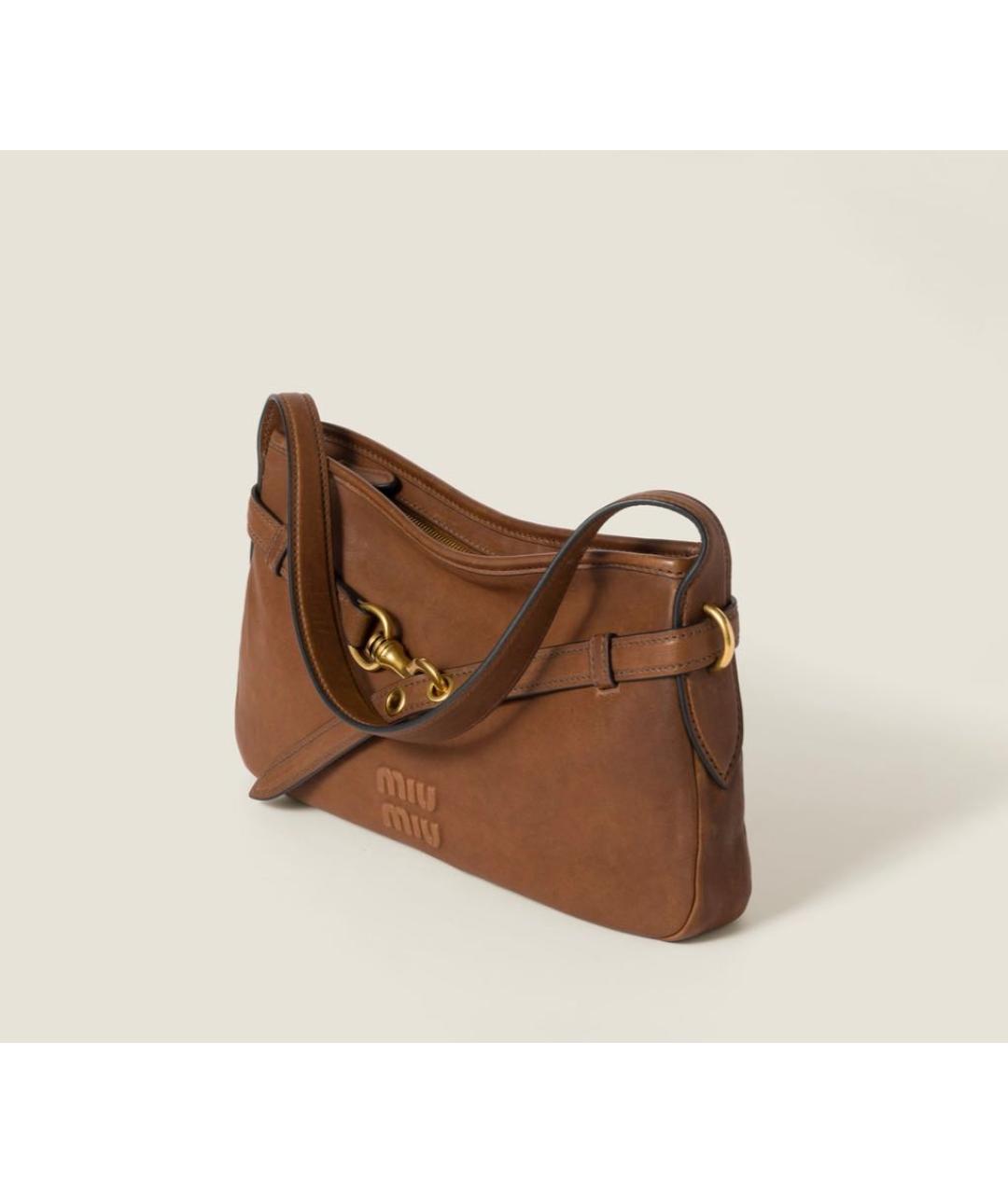 MIU MIU Коричневая кожаная сумка с короткими ручками, фото 2