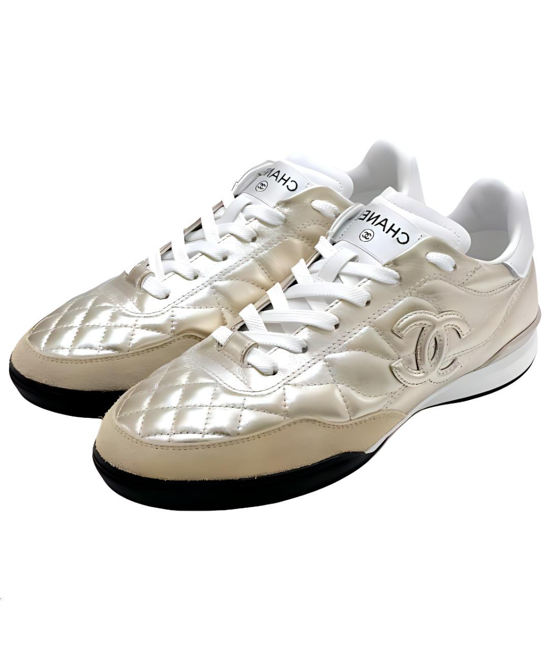 CHANEL Золотые кожаные кеды, фото 4