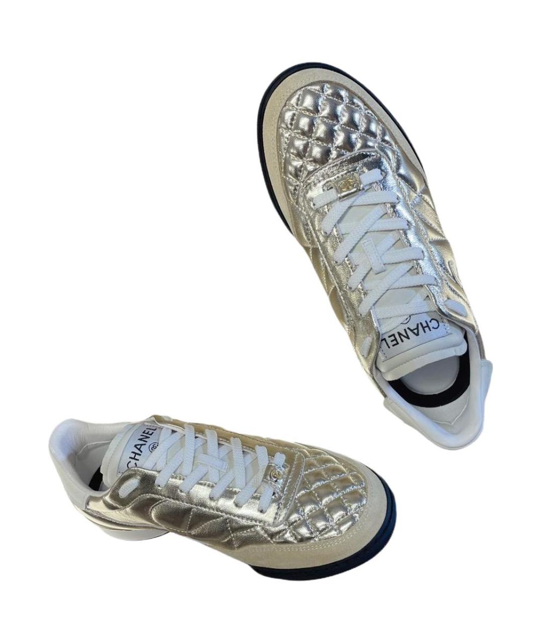 CHANEL Золотые кожаные кеды, фото 5