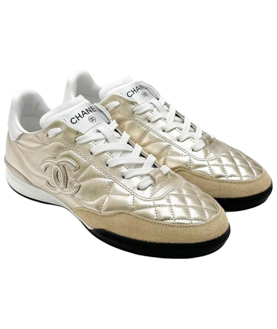 CHANEL Золотые кожаные кеды, фото 3