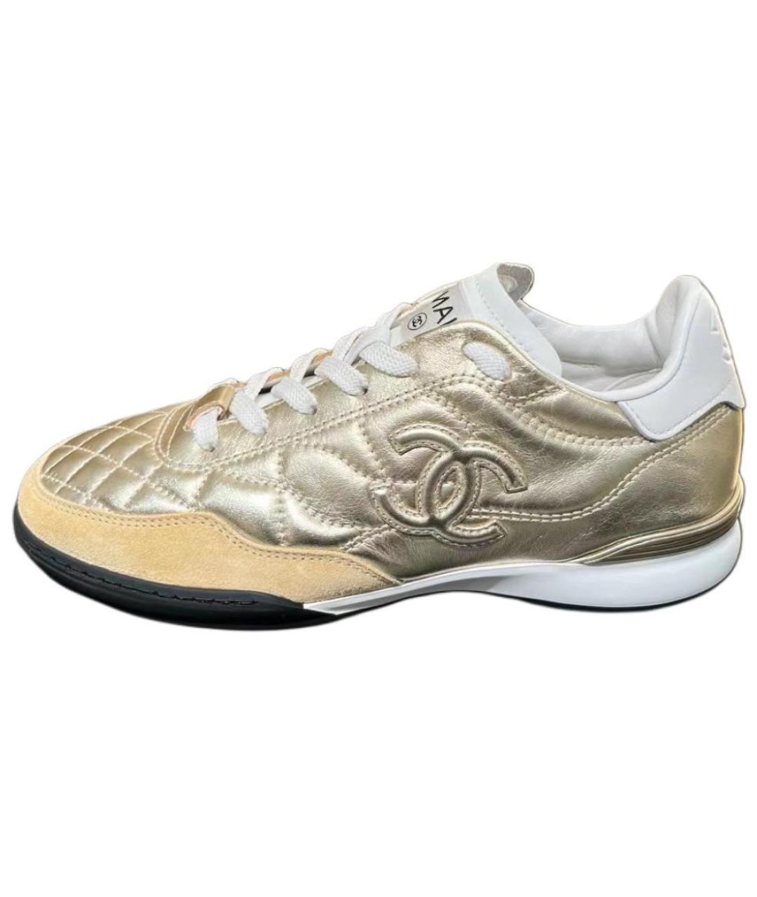 CHANEL Золотые кожаные кеды, фото 7