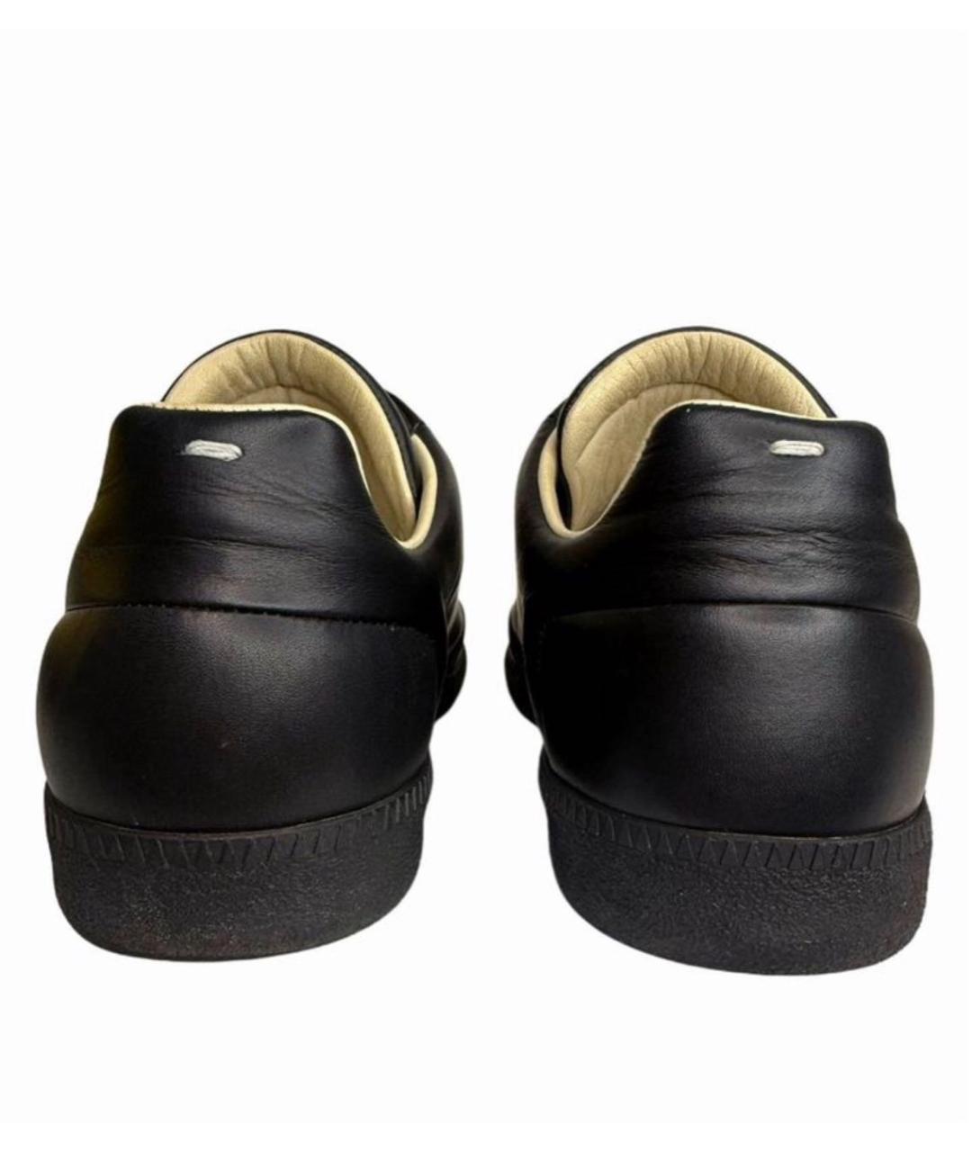 MAISON MARGIELA Черные кожаные низкие кроссовки / кеды, фото 4