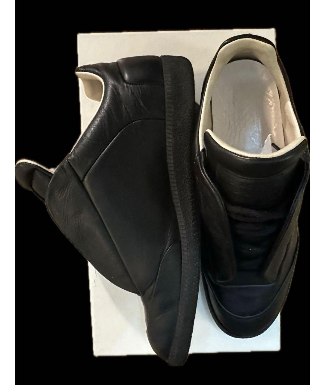 MAISON MARGIELA Черные кожаные низкие кроссовки / кеды, фото 5