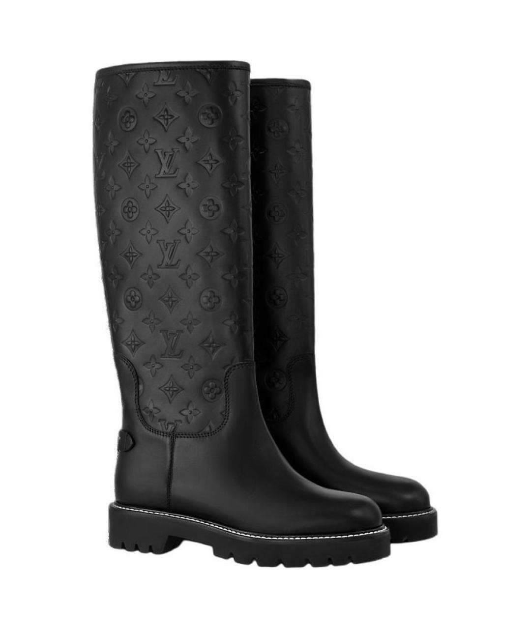LOUIS VUITTON Черные кожаные сапоги, фото 3