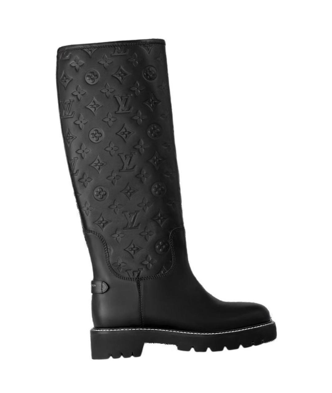 LOUIS VUITTON Черные кожаные сапоги, фото 2