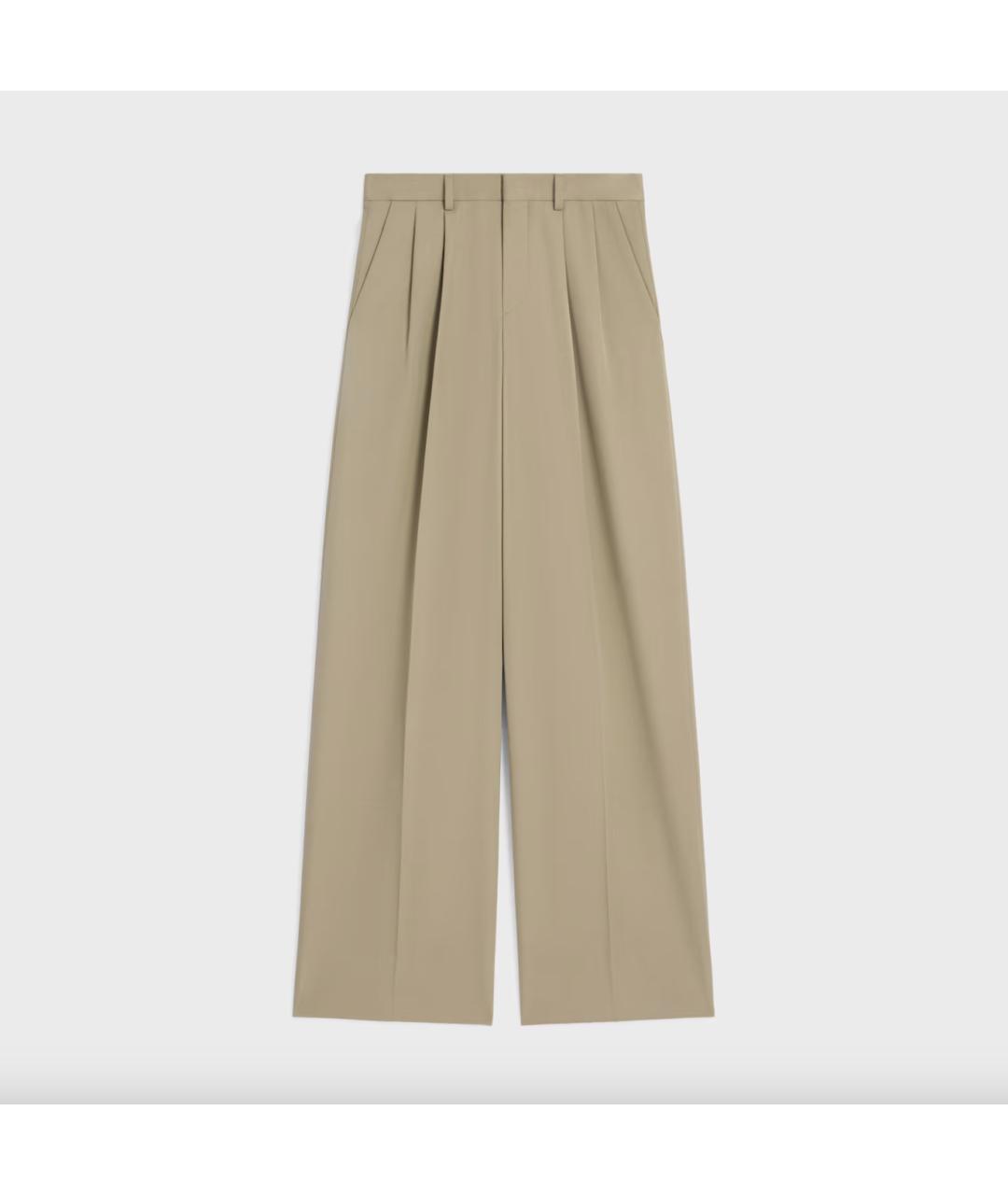 CELINE Бежевые хлопковые брюки широкие, фото 5