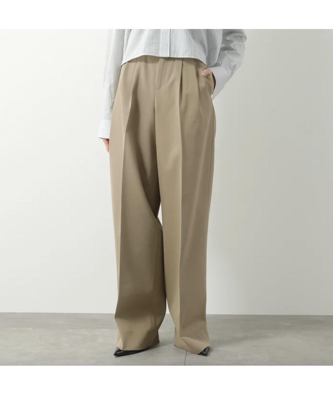 CELINE Бежевые хлопковые брюки широкие, фото 4