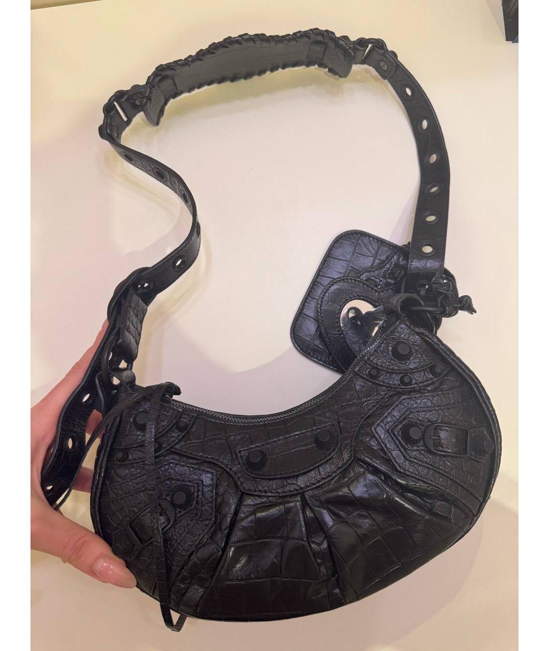 BALENCIAGA Черная сумка через плечо из лакированной кожи, фото 3