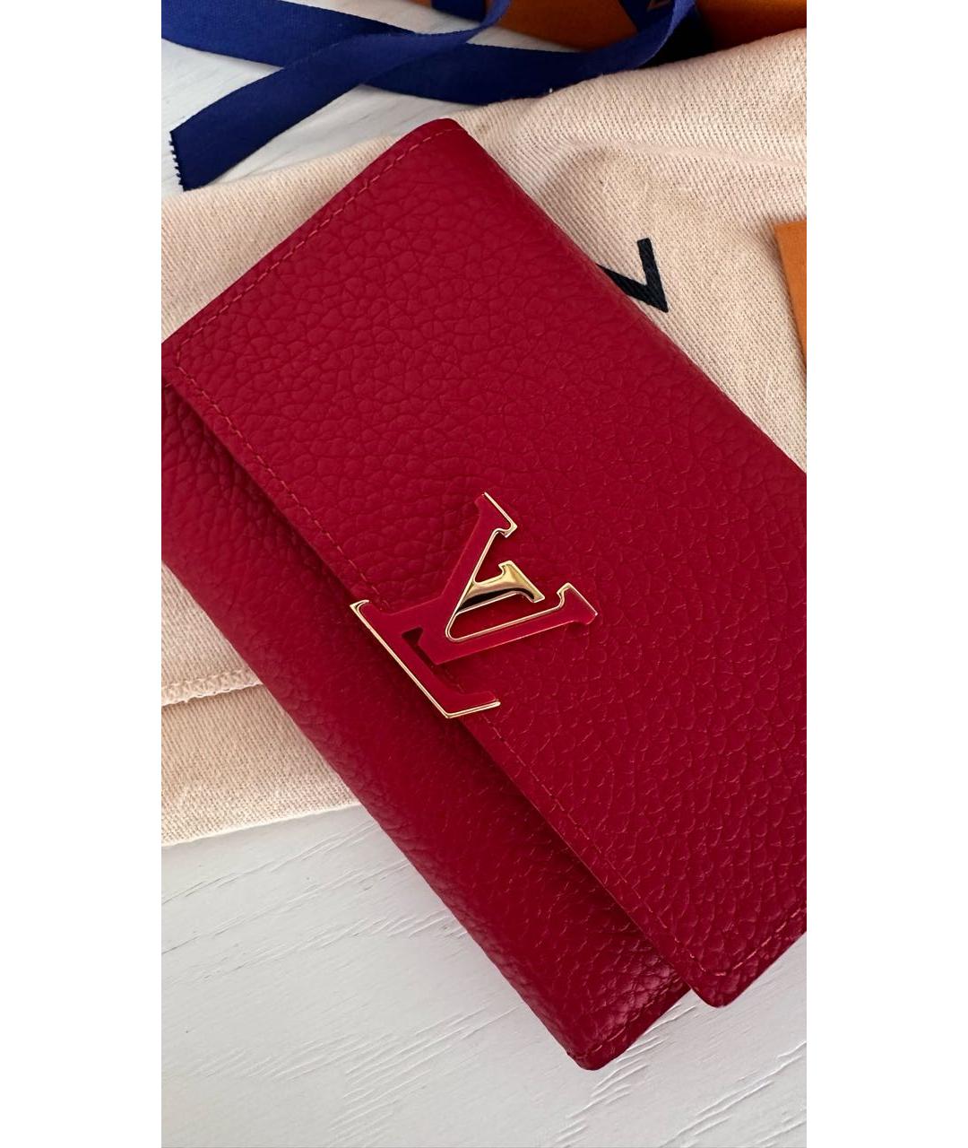 LOUIS VUITTON Красный кожаный кошелек, фото 8