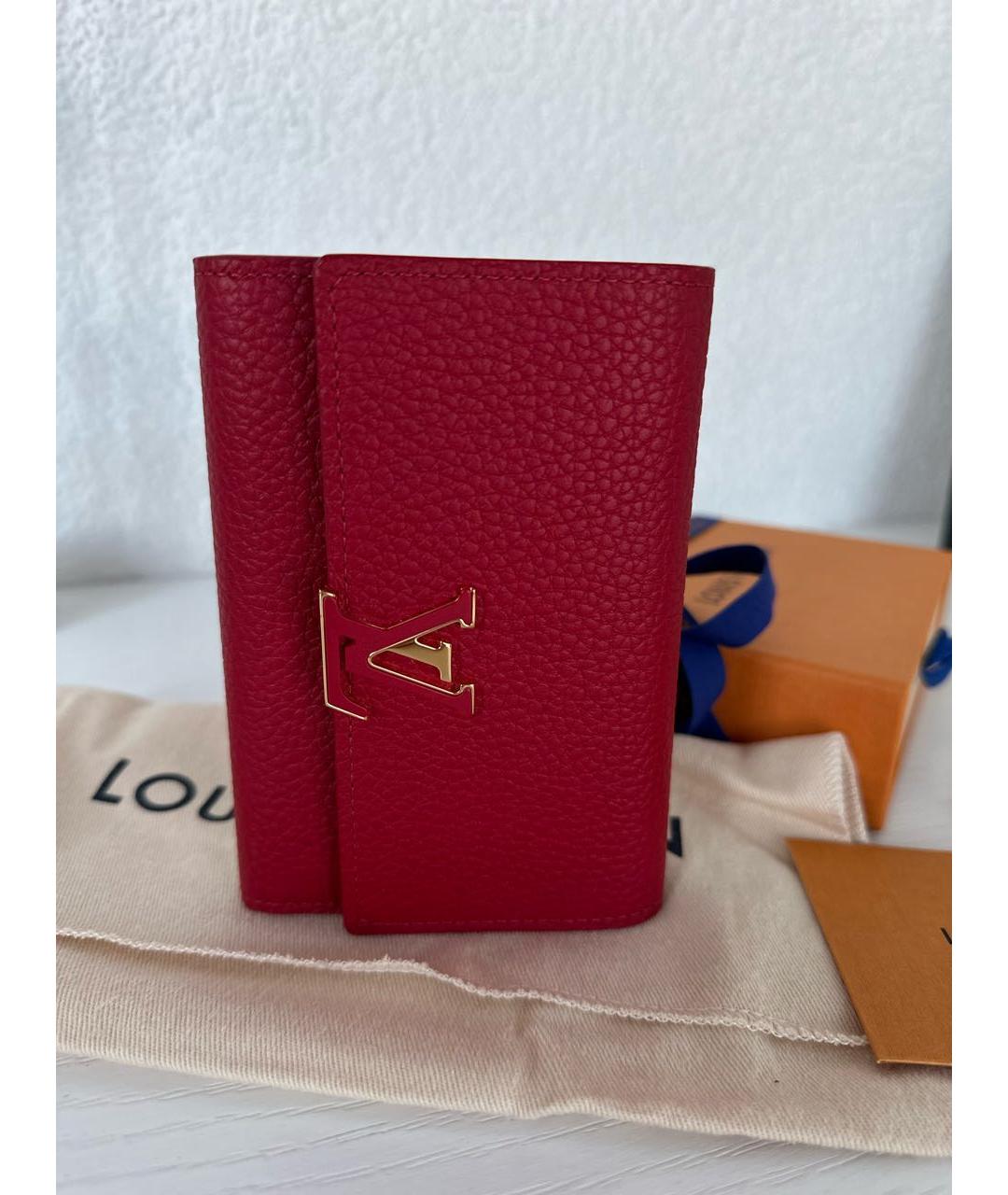 LOUIS VUITTON Красный кожаный кошелек, фото 5