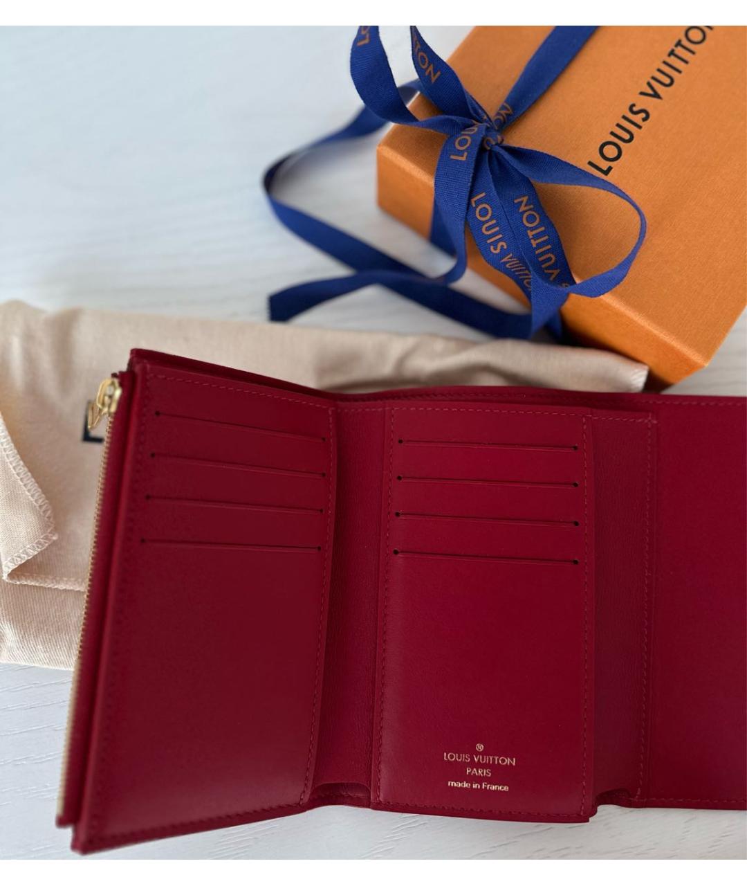 LOUIS VUITTON Красный кожаный кошелек, фото 7